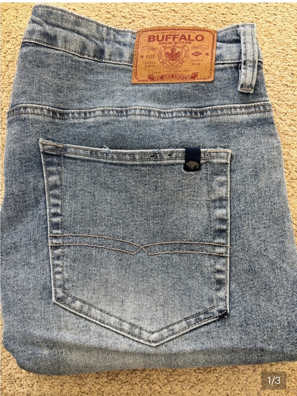 Buffalo David Bitton Men's Washed Blue Relaxed Jeans